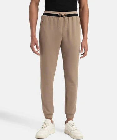 Jockey Men's Super Combed Cotton Rich Pique Fabric Slim Fit Mid Rise Joggers with Zipper Pockets