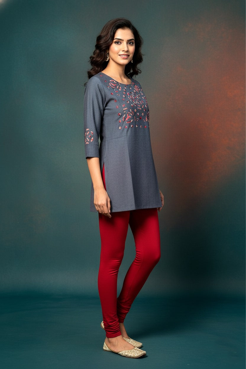 Modern Ethnic Embroidered Short Kurti