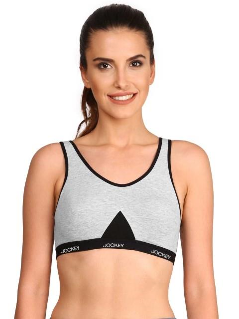 Jockey  Women Super Combed Cotton Elastane Active Bra | Wirefree | Non Padded | Full Coverage Slip-On with Wider Straps