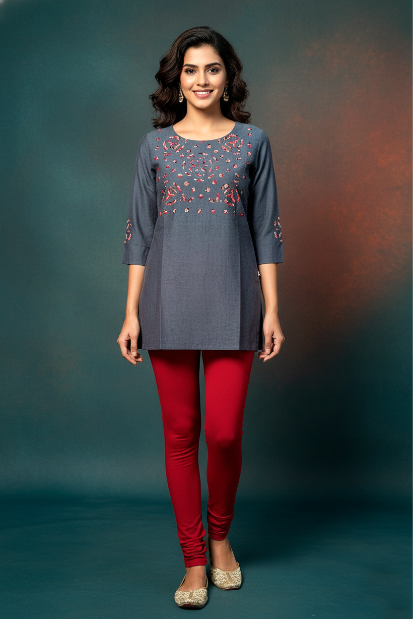 Modern Ethnic Embroidered Short Kurti