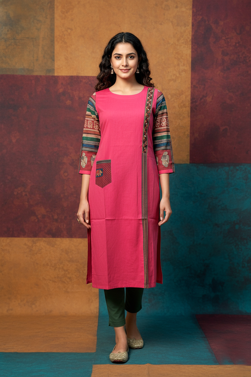 Elegant  Mirror and Hand Work Embroidery  Long Kurti