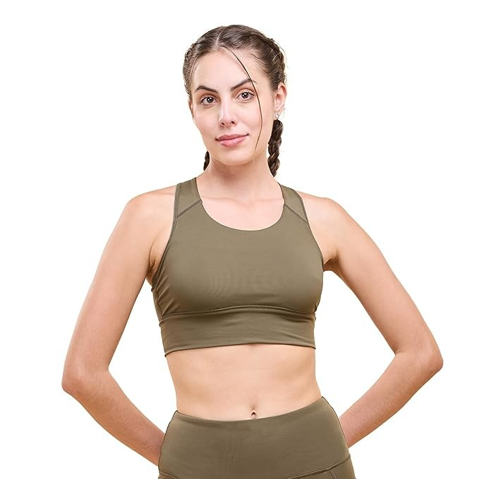 Enamor Wide Straps Seamed T-Back Basic Workout Sports Bra - Quick Dry, Antimicrobial, Removable Padding, Non-Wired, Full Coverage