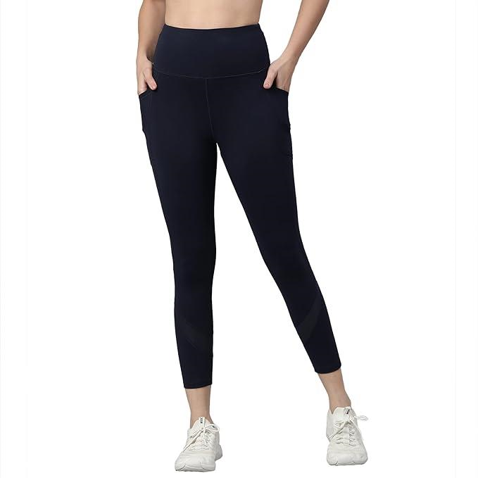 Enamor High Rise 7/8th Length Drawstring Closure Active Cotton Legging for Women - Hugged Fit, Quick Dry, Antimicrobial