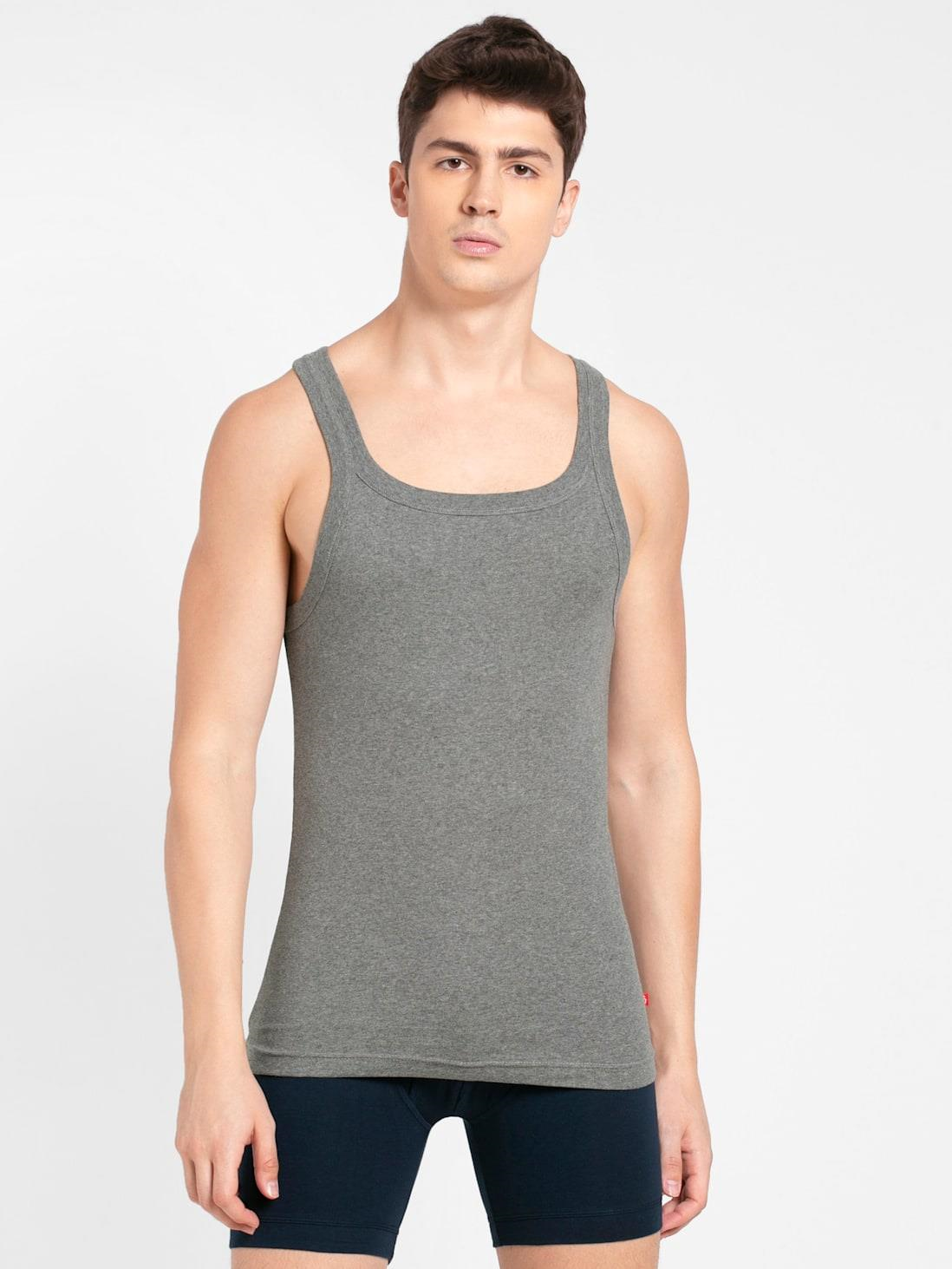Jockey Men's Super Combed Cotton Rib Square Neckline Gym Vest