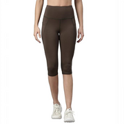 Enamor High Rise Drawstring Closure Active Capri Legging for Women- Hugged Fit, Quick Dry, Antimicrobial