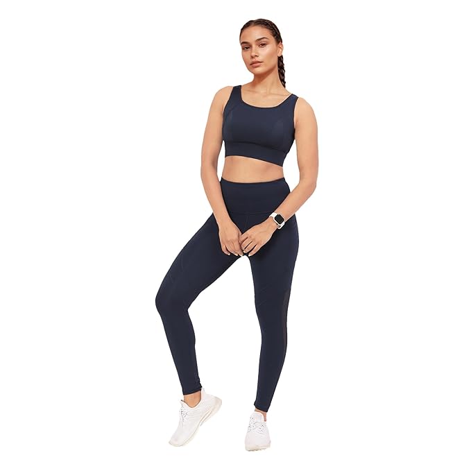 ENAMORE WOMEN'S QUICK DRY HIGH WAIST WORKOUT LEGGINGS WHITE ELASTICATED WAISTBAND