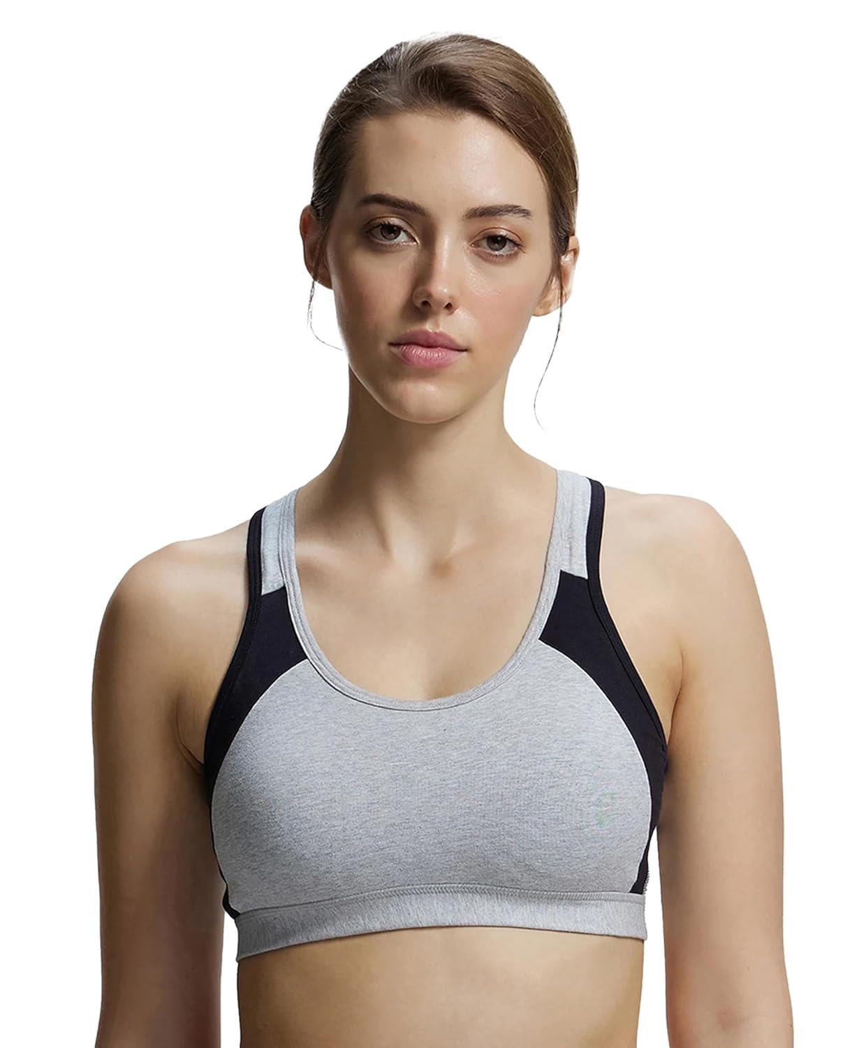 Jockey 1380 Women Super Combed Cotton Active Bra | Wirefree | Padded | Racer Back Styling |