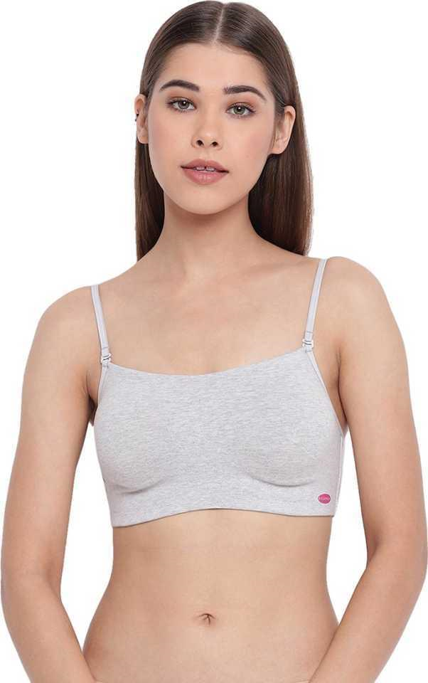 Enamor Moulded Double Layer Front Women's Cotton Cami Bra - Detachable Slim Straps with Back Keyhole, Non Padded, Wirefree, High Coverage