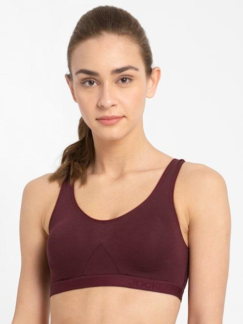 Jockey  Women Super Combed Cotton Elastane Active Bra | Wirefree | Non Padded | Full Coverage Slip-On with Wider Straps
