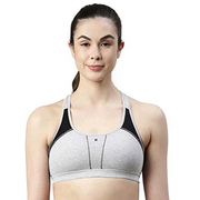 Enamor Medium Impact, Side Panel Shaping, Racer Back Women's Cotton Sports Bra - Padding with Removable Cups, Wirefree, High Coverage