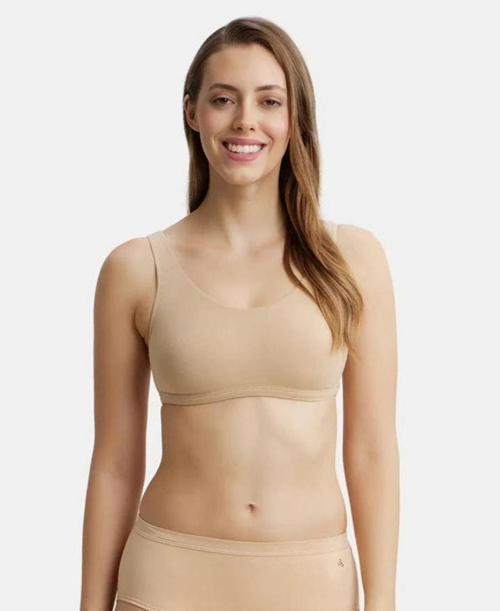 Jockey  Women's Super Combed Cotton Elastane Stretch Slip On Crop Top Bra with Stay Fresh Treatment