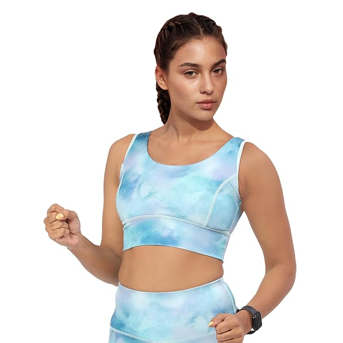 Enamor Cutaway Back Detail Quick Dry Printed Sports Bra - Removable Padding, Non-Wired, Medium Coverage