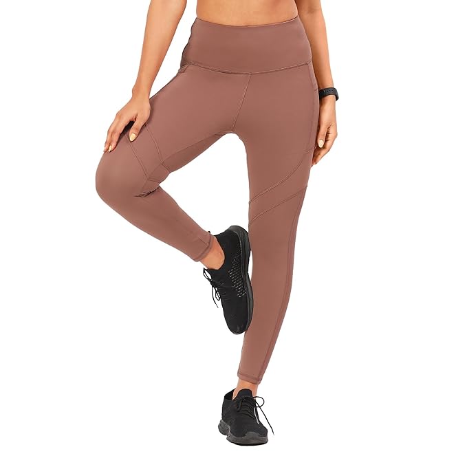 ENAMORE WOMEN'S QUICK DRY HIGH WAIST WORKOUT LEGGINGS WHITE ELASTICATED WAISTBAND