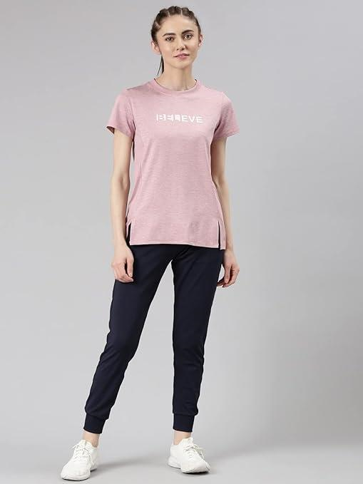 Enamor Womens Athleisure Dry Fit with Antimicrobial & Sweat Wicking Crew Neck Short Sleeve Breathe Active Wear T-Shirt