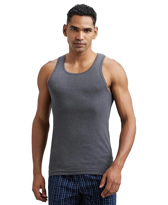 Jockey FP04 Men's Super Combed Cotton Rib Round Neck Slim Fit Sleeveless Vest with Extended Length for Easy Tuck