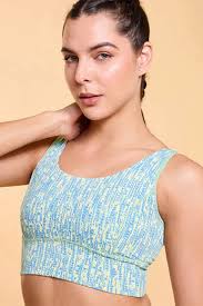 Enamor Cutaway Back Detail Quick Dry Printed Sports Bra - Removable Padding, Non-Wired, Medium Coverage