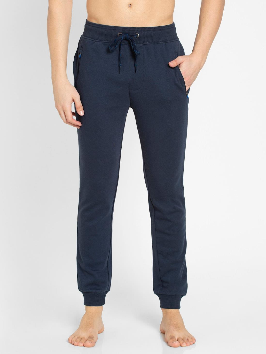 Jockey Men's Super Combed Cotton Rich Slim Fit Mid Rise Joggers with Zipper Pockets