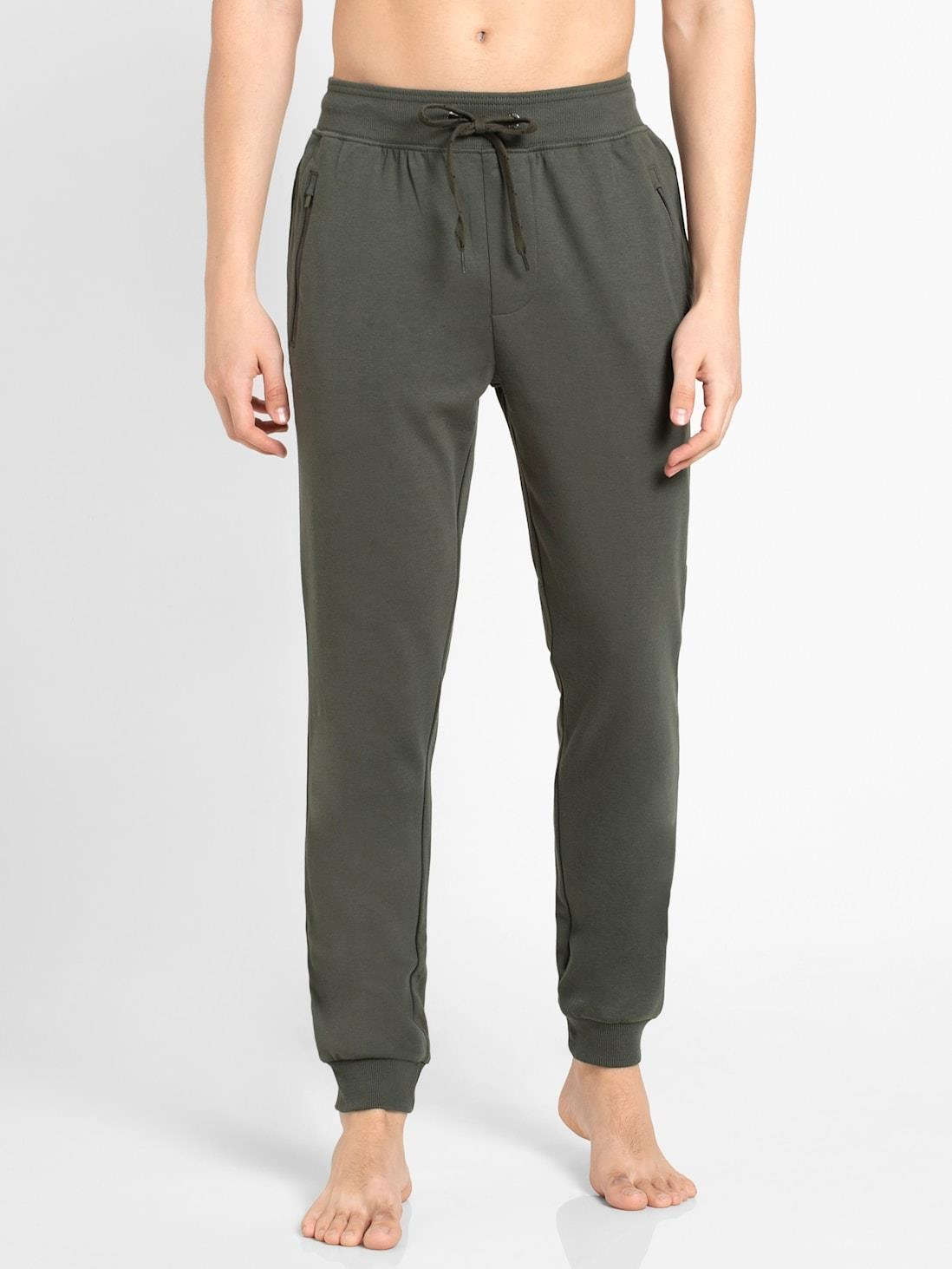 Jockey Men's Super Combed Cotton Rich Slim Fit Mid Rise Joggers with Zipper Pockets