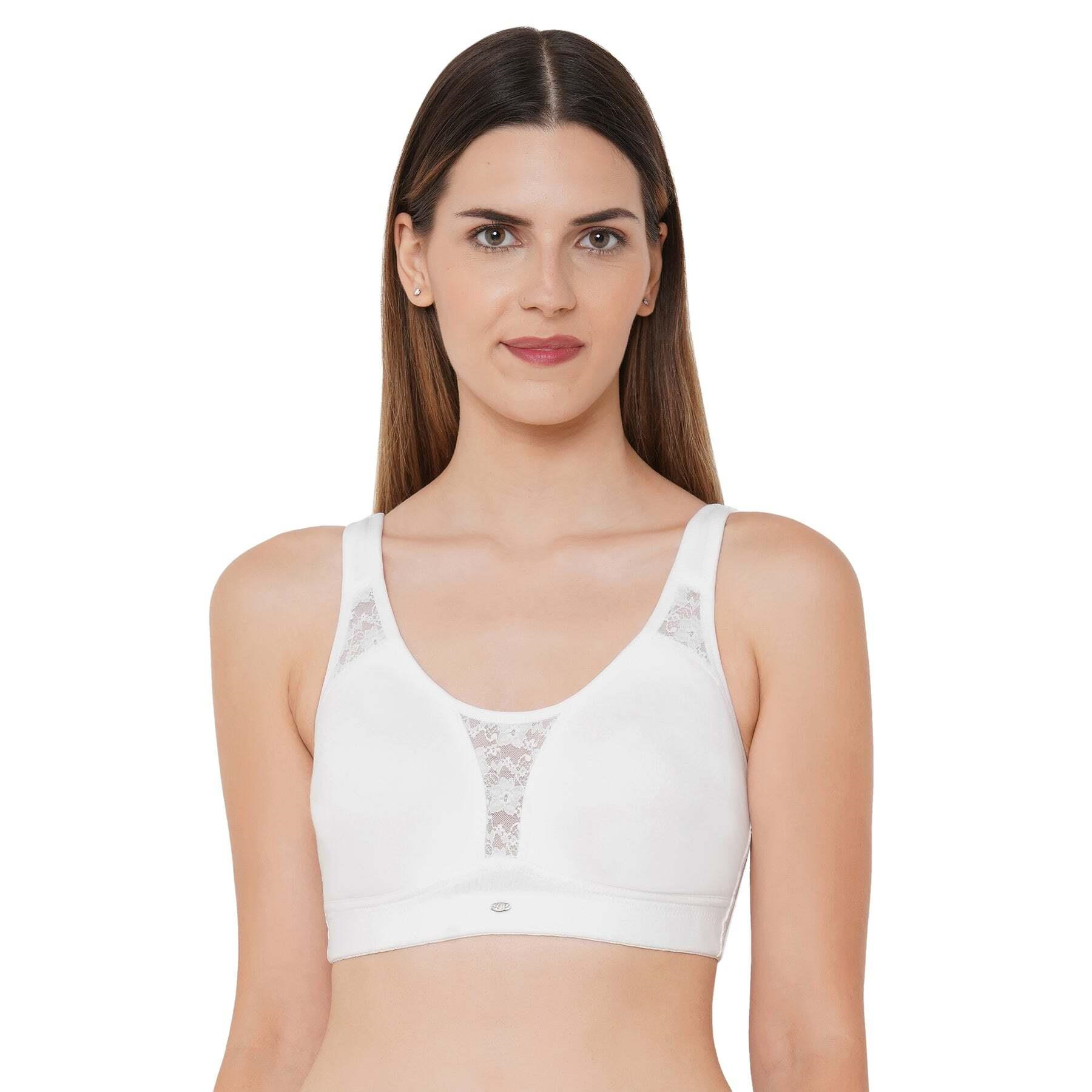 SOIE Women’s Full Coverage Minimizer Bra|Non Wired, Non Padded, Triple Layered Cups|Breathable Stretch Cotton with Lace & U-Back Support