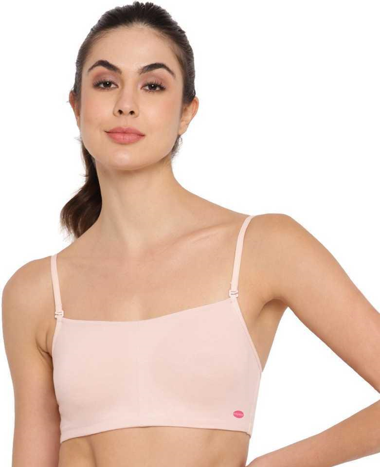 Enamor Moulded Double Layer Front Women's Cotton Cami Bra - Detachable Slim Straps with Back Keyhole, Non Padded, Wirefree, High Coverage
