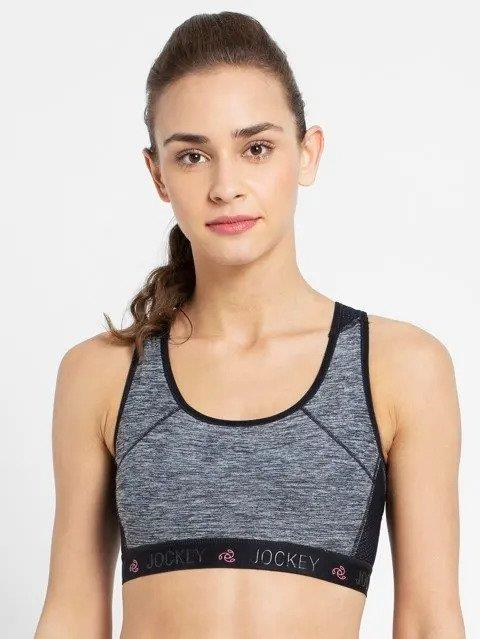 Jockey Women's Sports Bra | Wirefree | Padded | Full Coverage with Racer Back Styling | Tactel Nylon Elastane Stretch Fabric