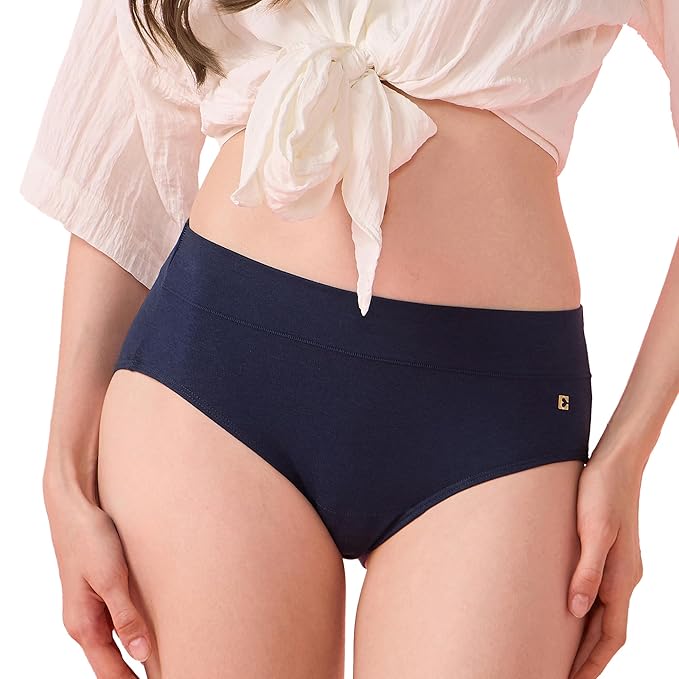Enamor Innovations Bamboo Bliss, Anti Rash, All Day Comfort, Mid Waist Brief Panty for Women - Super Soft, Naturally Absorbent, Antimicrobial with Stain Release, Inner Elastic, Full Coverage