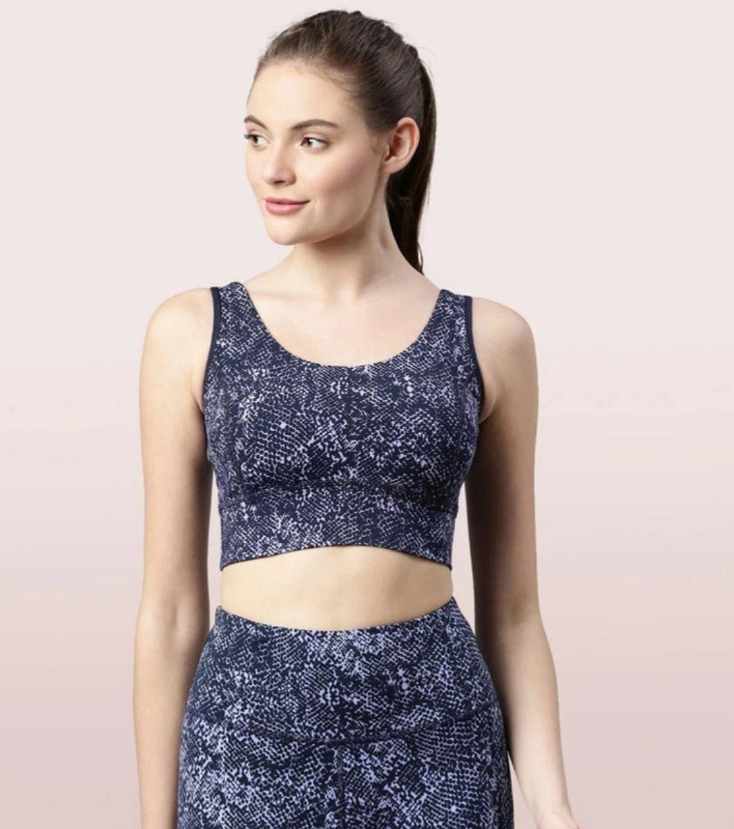 Enamor SPORTS BRA  PRINTED  SCOOP NECK MEDIUM IMPACT DRY FIT SPORTS BRA