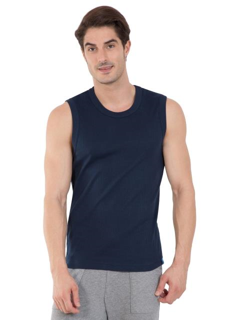 Jockey Men's Super Combed Cotton Rib Solid Slim Fit Round Neck Muscle Vest
