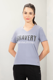 AMANTE WOMEN ESSENTIAL V-NECK PRINTED SOFT COTTON FABRIC RELAXED FIT TEE