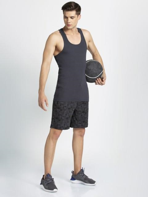 Jockey Men's Super Combed Cotton Rib Slim Fit Racer Back Styling Round Neck Gym Vest