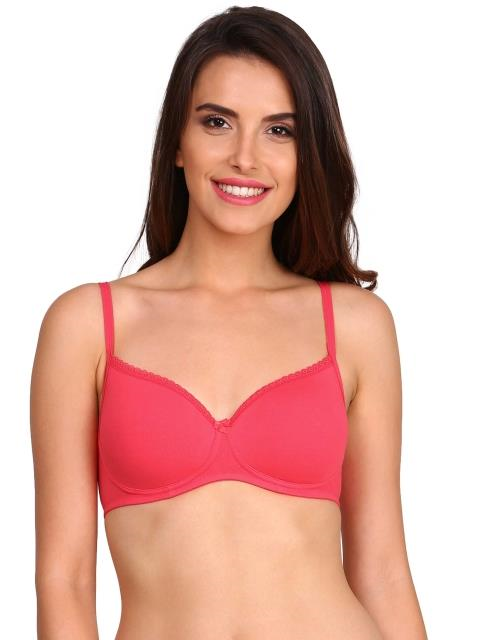 Jockey  Women's Wirefree Padded Super Combed Cotton Elastane Stretch Medium Coverage Lace Styling T-Shirt Bra with Adjustable Straps