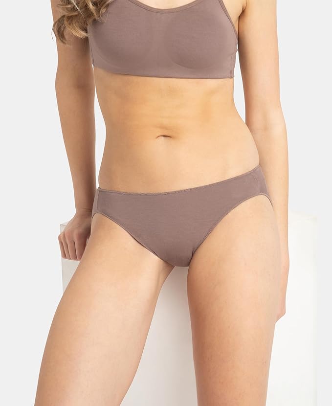 Jockey Women's Medium Coverage Micro Modal Elastane Stretch Mid Waist Bikini Concealed Waistband and Stay Fresh Treatment