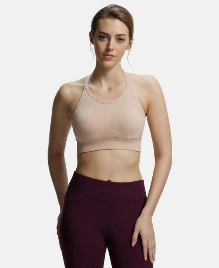 Jockey MI17 Sports Bra | Wirefree | Padded | Racer Back Styling | Recycled Polyester Fabric with StayFresh Treatment