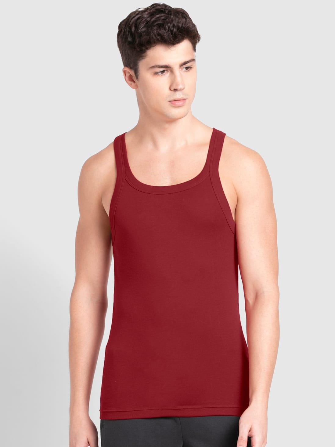 Jockey Men's Super Combed Cotton Rib Square Neckline Gym Vest