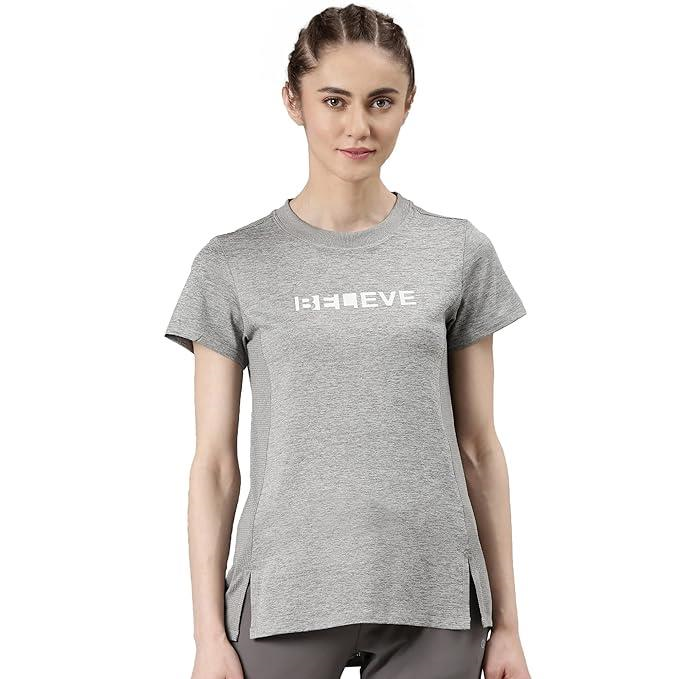 Enamor Womens Athleisure Dry Fit with Antimicrobial & Sweat Wicking Crew Neck Short Sleeve Breathe Active Wear T-Shirt