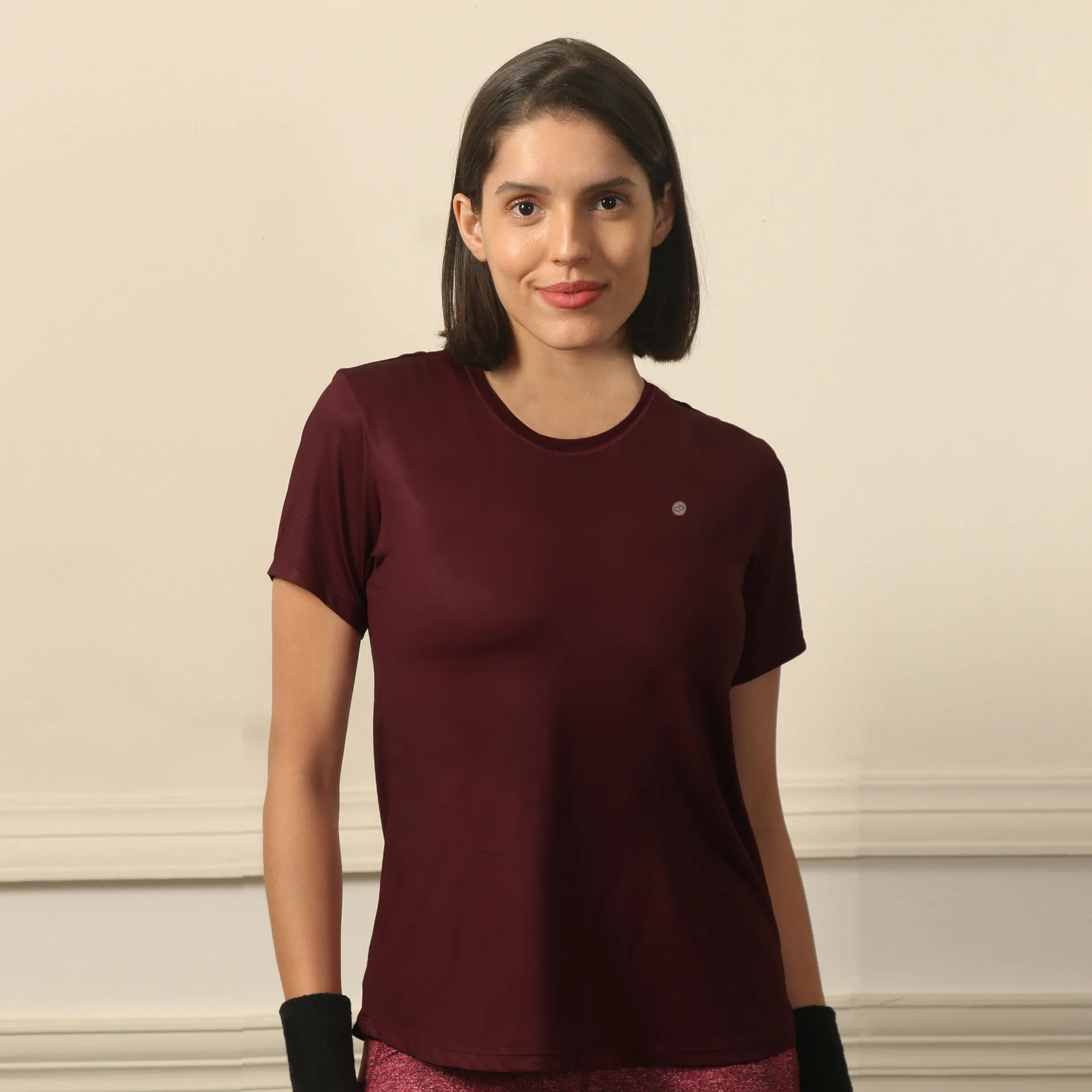 SOIE WOMENS T-SHIRT BASIC CREW NECK TRAINING TEE WITH MESH BACK T-SHIRT