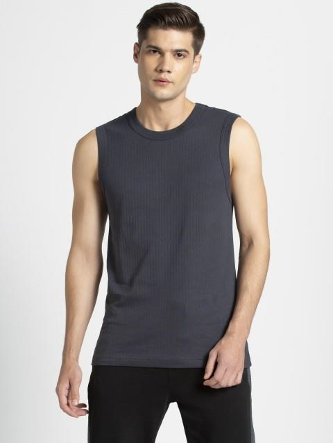Jockey Men's Super Combed Cotton Rib Solid Slim Fit Round Neck Muscle Vest