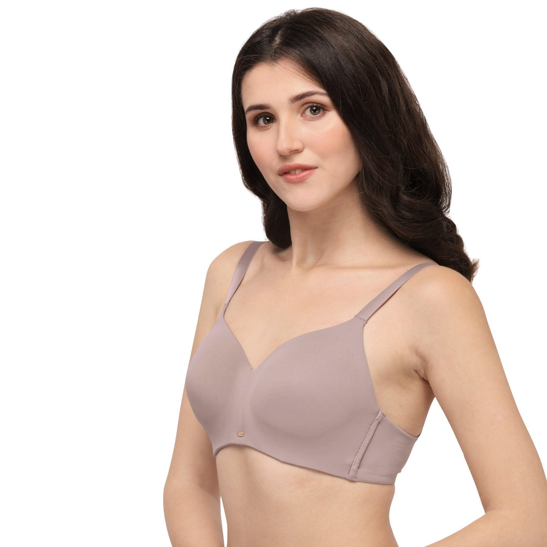 SOIE Women’s Full Coverage Padded Non-Wired Seamless T-Shirt Bra | Ultra Soft Nylon Spandex with Adjustable Straps, Side Support & Smooth Invisible Finish