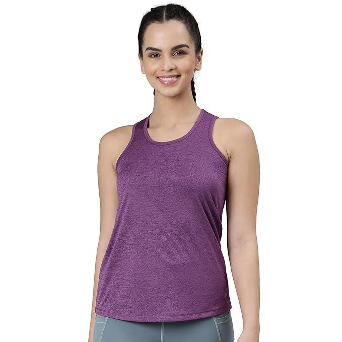 Enamor Sleeveless Round Neck Regular Length Tank T-Shirt - Slim Fit, Quick Dry, Antimicrobial