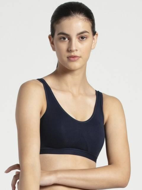Jockey  Women Super Combed Cotton Elastane Active Bra | Wirefree | Non Padded | Full Coverage Slip-On with Wider Straps