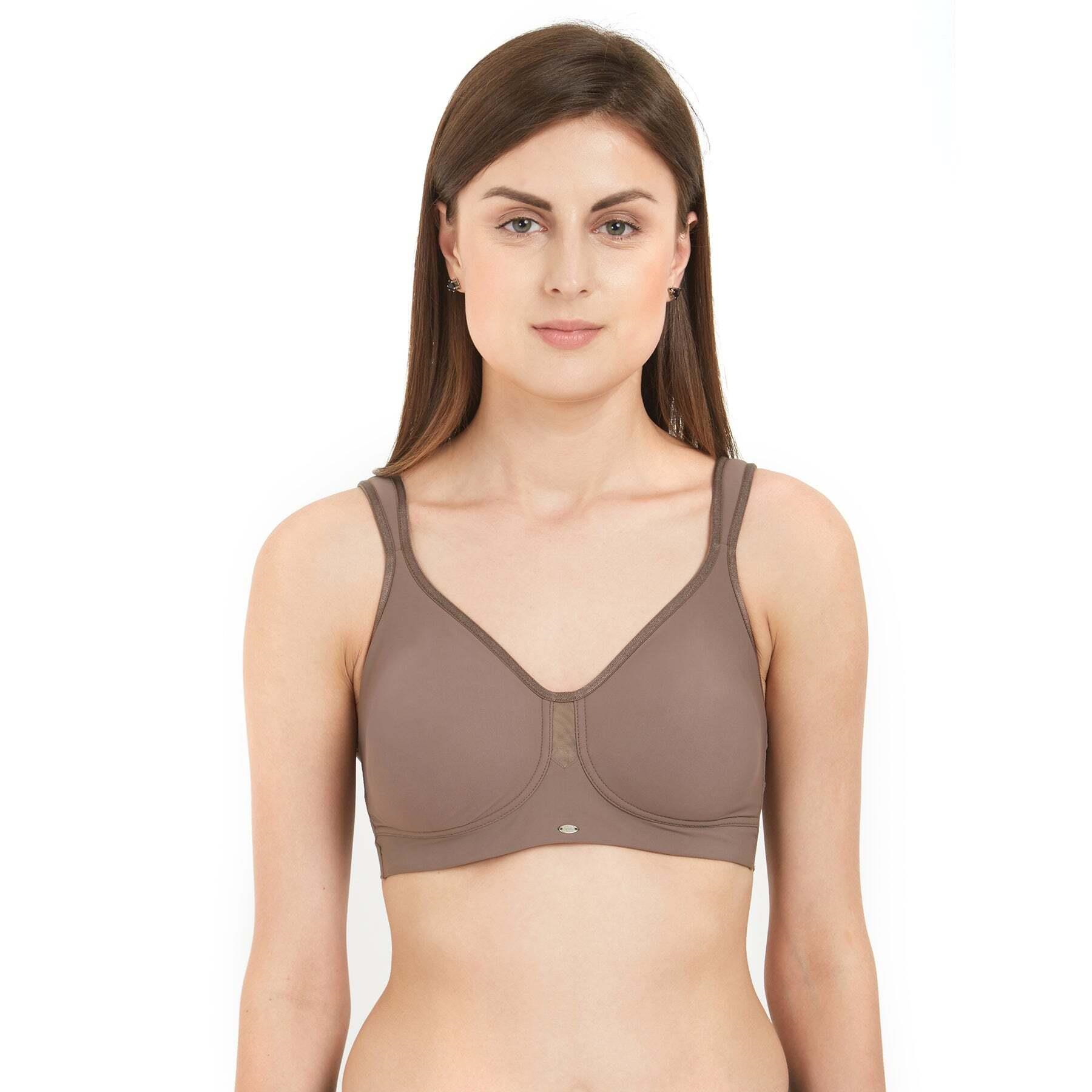 SOIE Women’s Full Coverage Minimizer Bra ,Non Padded, Non Wired,Nylon Spandex , Broad Cushioned Straps,High Side Coverage & Side Support