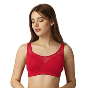 SOIE Women’s Full Coverage Padded Non-Wired Lacy Cami Bra|Soft Nylon Spandex Everyday Comfort Bra with Adjustable Straps & Feminine Lace Detailing