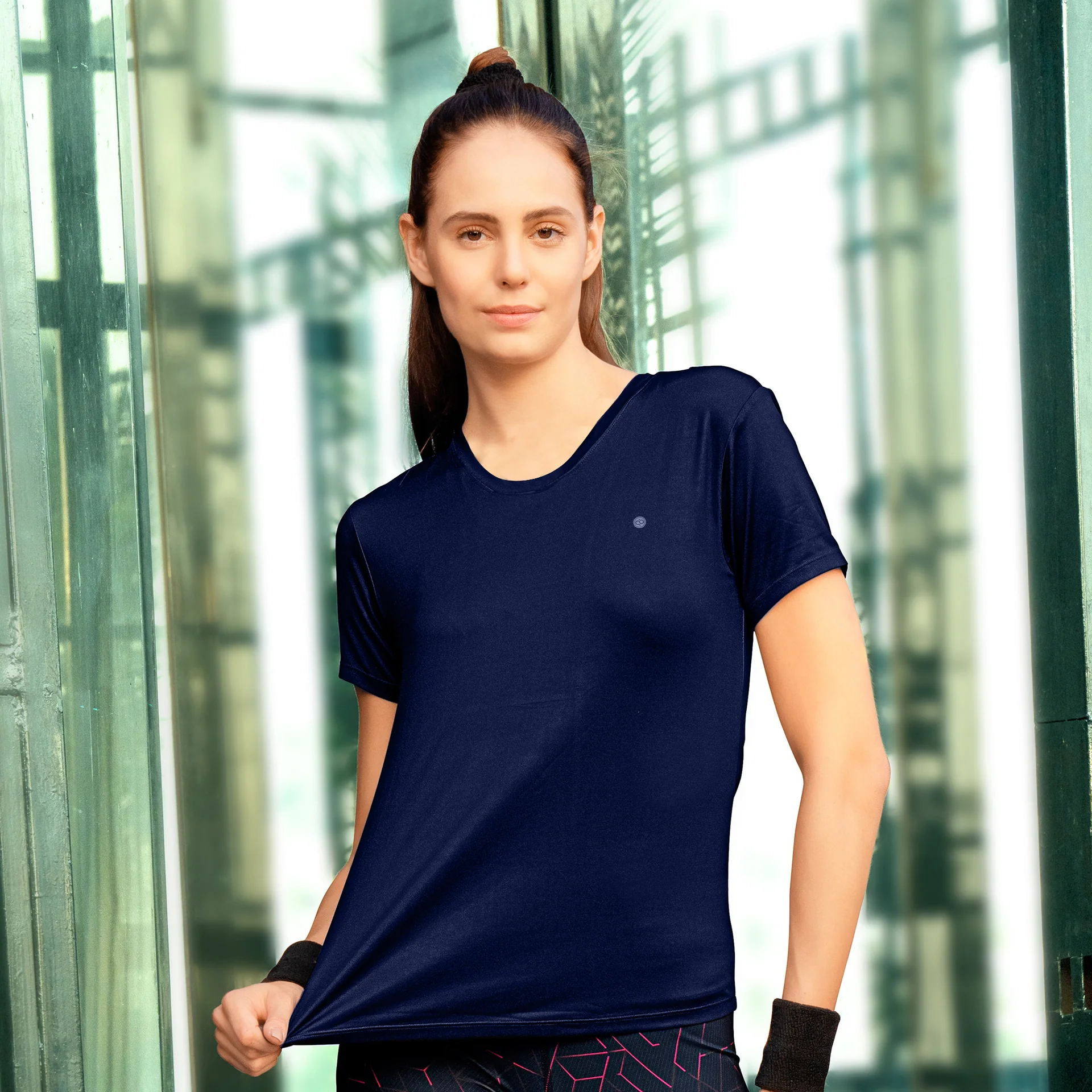 SOIE WOMENS T-SHIRT BASIC CREW NECK TRAINING TEE WITH MESH BACK T-SHIRT