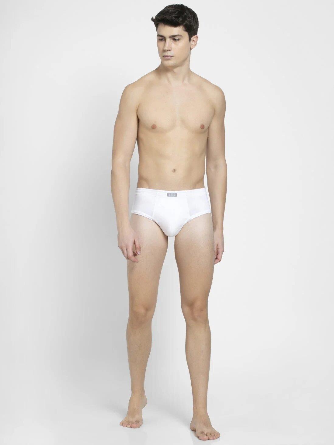 Jockey Men's White Super Combed Cotton Rib Solid Brief with Stay Fresh Properties (Pack of 2)