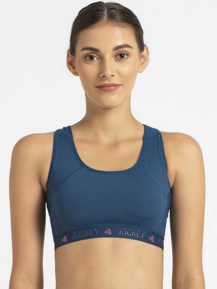 Jockey Women's Sports Bra | Wirefree | Padded | Full Coverage with Racer Back Styling | Tactel Nylon Elastane Stretch Fabric