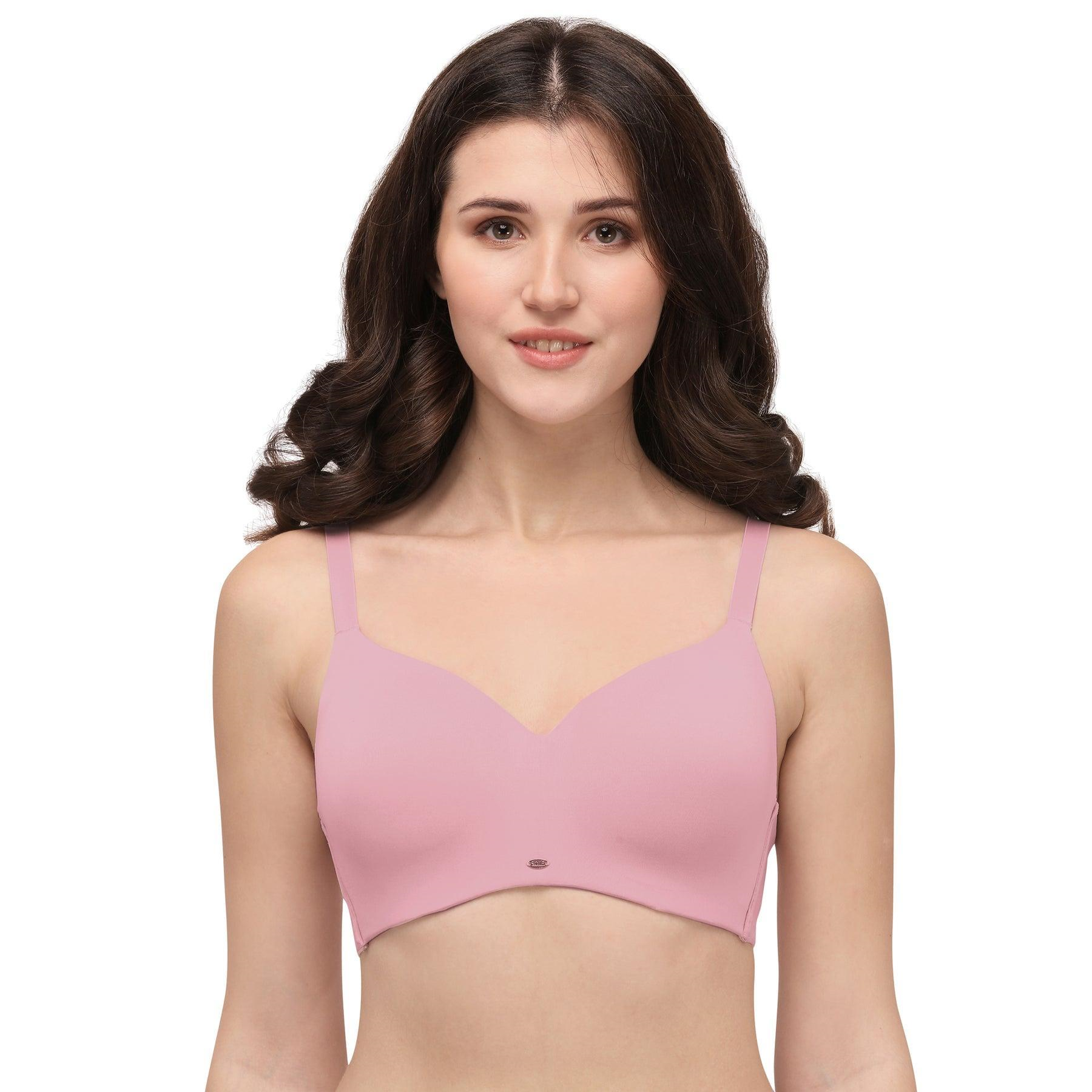 SOIE Women’s Full Coverage Padded Non-Wired Seamless T-Shirt Bra | Ultra Soft Nylon Spandex with Adjustable Straps, Side Support & Smooth Invisible Finish