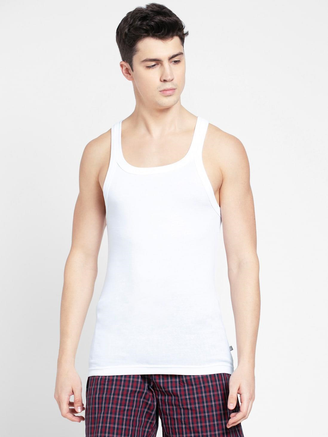 Jockey Men's Super Combed Cotton Rib Square Neckline Gym Vest