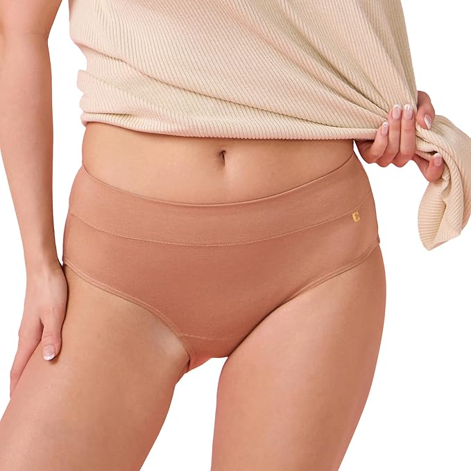 Enamor Innovations Bamboo Bliss, Anti Rash, All Day Comfort, Mid Waist Brief Panty for Women - Super Soft, Naturally Absorbent, Antimicrobial with Stain Release, Inner Elastic, Full Coverage