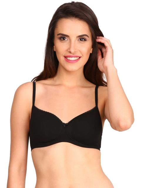 Jockey  Women's Wirefree Padded Super Combed Cotton Elastane Stretch Medium Coverage Lace Styling T-Shirt Bra with Adjustable Straps