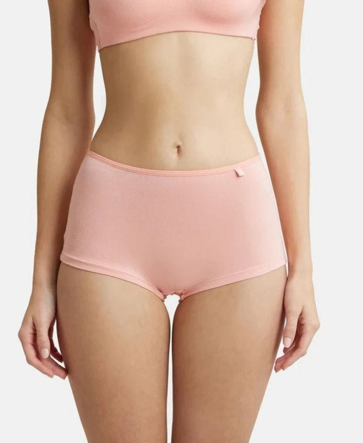 Jockey  Women's High Coverage Super Combed Cotton Elastane Stretch Mid Waist Boy Shorts Panty with Concealed Waistband and Stay Fresh Treatment
